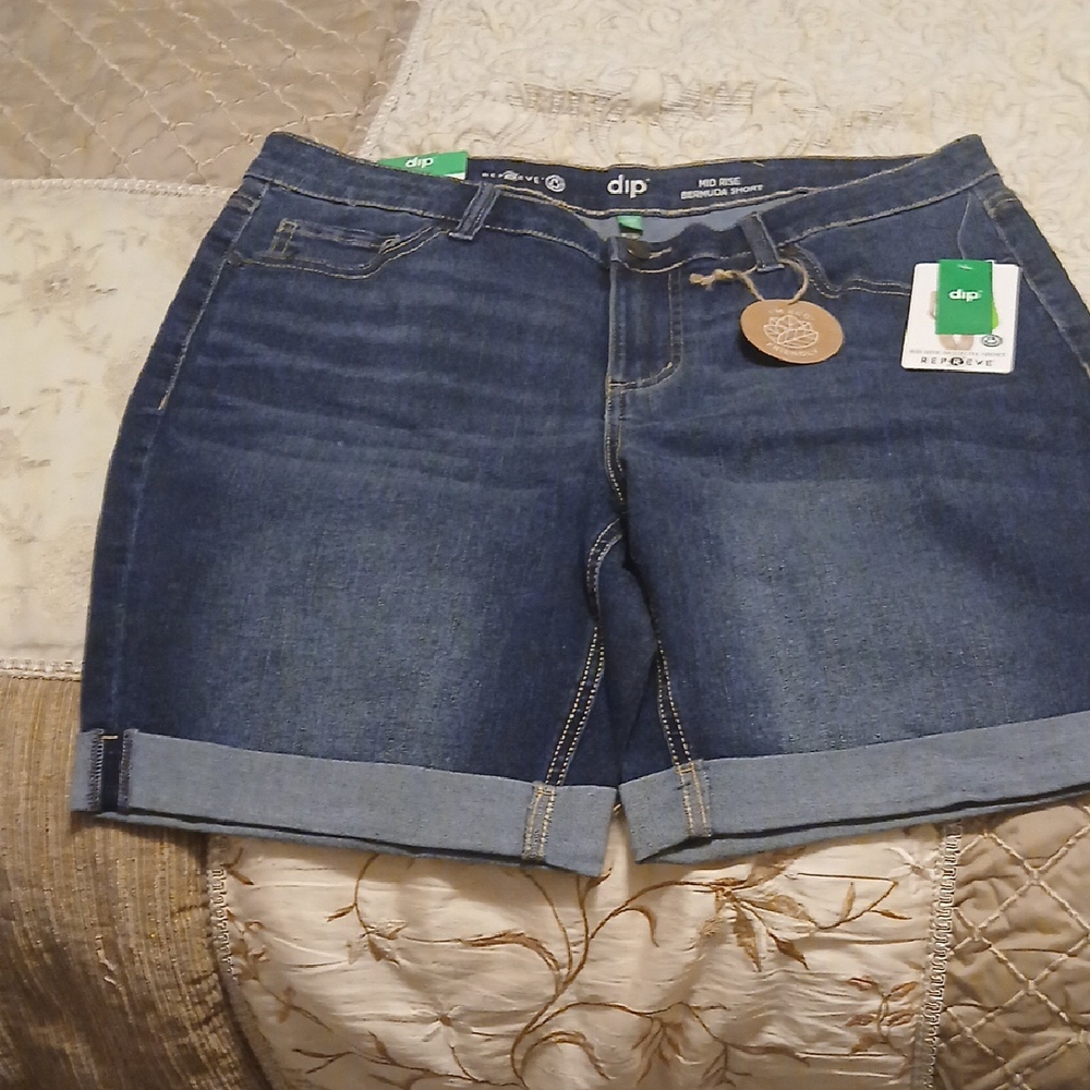Dip Blue Jean Shorts with Cuffed Hem